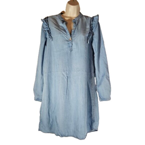 Cloth & Stone Anthropologie Chambray Denim Dress Women's Size Medium Above Knee - Picture 1 of 7